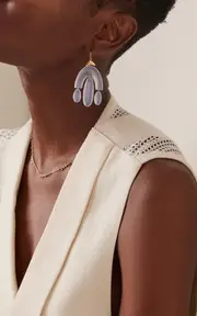 [Ten Thousand Things] Mini 18K Yellow Gold Chalcedony Earrings
