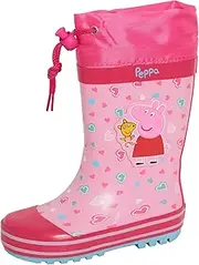 [Peppa Pig] Tie Top Wellington Boots Girls Pink Wellies Kids Rubber Wellingtons Rain Snow Welly Shoes