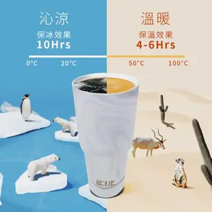 買一送一【IKUK艾可】真陶瓷內膽保溫杯大容量900ml冰壩杯+300ml簡約陶瓷保溫杯