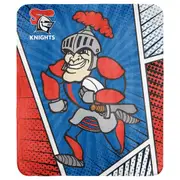 Newcastle Knights NRL Coral Fleece Mascot Printed Throw Rug