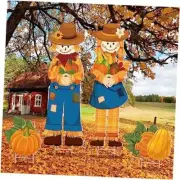 4 Pieces Thanksgiving Outdoor Decorations Fall Scarecrow Yard Stake Scarecrow