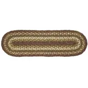 New Rustic Green Red Tan TEA CABIN Braided Rug Jute Mat Table Runner 27"