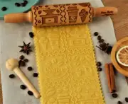 Coffee Embossed Rolling pin Carved cookie mold Springerle Baking Clay Stamp Gift