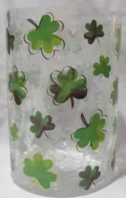Yankee Candle Crackle Large Jar Holder J/H WATERCOLOR SHAMROCKS St. Pat's Day