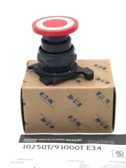 Eaton 10250T 9100T E34 Black Non-Illum Push Button 30mm Head Red 40mm