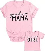 [VILOVE] Mommy and Me Matching Shirt Mama Girl Matching Tee Mom and Daughter Tshirt Heart Graphic Family Matching Set Clothes