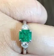 2.30 Ct Natural Square Emerald Engagement Diamond Ring14K solid white gold