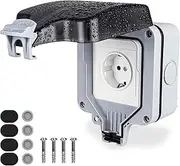 Outdoor outlets Weatherproof Waterproof Switched Power Socket IP66, Wall Electrical outlets with Cover, 13A Plug sockets