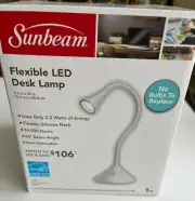 Sunbeam Flexible LED Desk Lamp, White, New in box