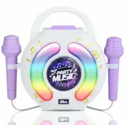 (Purple)Karaoke Machine for Kids, Portable Singing Machine Karaoke Toys with 2 Microphone,Party Favor Birthday Gifts for Toddlers Boys And Girls