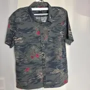 Quicksilver Aloha Tropical Short Sleeve Shirt Pink Green Gray NWT Men’s Large