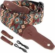 Banjo Strap, 2" Wide Double Full Grain Cowhide Guitar Strap Adjustable ,Multi-Pa