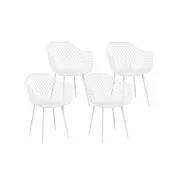 4PC Outdoor Dining Chairs PP Lounge Chair Patio Furniture Garden White