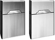 NILLOS Metal Cigarette Case, 2 PCS Magnetic Cigarette Box for Whole Package Cigarettes (Black, Silver)