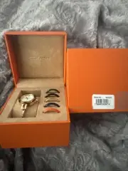 NEW Tory Burch Gigi Small Gold Bangle Watch Interchangeable Bezel Set TBW2100