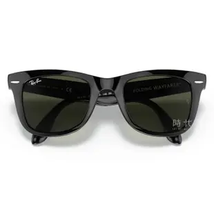 【RayBan雷朋】摺疊太陽眼鏡 RB4105 601 54mm 橢圓方框墨鏡 膠框太陽眼鏡 綠色鏡片/黑框 台南 時代