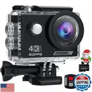 4K 30FPS Action Camera with 64GB SD Card - Waterproof up to 40M, 20MP Sports
