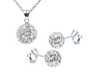 Sterling Silver Crystal from SWAROVKSI Bubble Earrings and Necklace GIFT SET