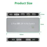2x1 2 DP Input 1 DP Output Display 8K 30Hz 4K 144Hz KVM Switch Share 1 Monitor D
