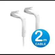UniFi Patch Cable 2m White, Both End Bendable to 90 Degree, RJ45 Ethernet Cable, Cat6, Ultra-Thin 3mm Diameter U-Cable-Patch-2M-RJ45