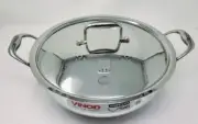 Vinod Platinum Triply Stainless Steel Extra Deep Kadai with Lid - 28cm (4.5L)