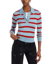 Re/Done The Memphis Long Sleeve Polo Sweater
