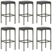 Bar Stools with Cushions 6 pcs Grey Poly Rattan