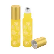 2pcs 10mL Roller Bottles Glass Refillable Essential Oil Roller Containers Yellow