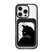 Snappy MagSafe Wallet Snappy™ BioVeg Wallet MagSafe Compatible Black cat and haunted house - Halloween black and white illustration