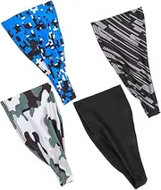[YARNOW] 4Pcs Sweat Absorbing Headbands for Men Stylish Elastic Fitness Headbands for Running Yoga Basketball and Gym Workouts Comfortable Breathable and Durable Design Camouflage