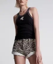 One Teaspoon Animal Bandits Shorts Women's 23 Leopard Print Distressed