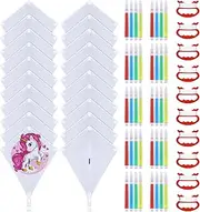 36 Pack DIY Kites for Kids Ages 4-8 Mini Toddler Kites Craft Making Kit Small Child White Blank Kites Decorating with Swivel Line and Painting Color Pen for Outdoor Park Beach Grassland Activities