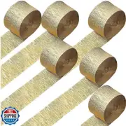 Gold Crepe Paper- 6 Rolls Beautiful Streamers for Wedding, Birthday and Other
