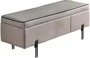 Modern Storage Bench Upholstered Bedroom Benches Footrest Stool Technical Fabric Bench Dining Bench with Metal Legs for Entryway Dining Room Living Room Bedroom (Color : Khaki, Size : 120X40X45cm)