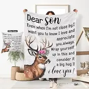 [ITFRO] Son Gift Flannel Fleece Throw Blanket Even When I'm Not Close by I Want You to Know I Love You 50x60 Inches All Seasons Home Decor for Sofa Pack of 2 (1 Cozy Blanket and 1 Pillow Cover) (Son)