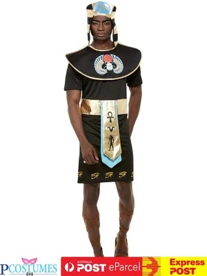 Black Mens Pharaoh Ancient Egyptian Tunic Roman King Dress Up Costume