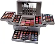 RoseFlower All in One Make-up Box Set Multi-purpose Cosmetic Storage Beauty Case Professional Contain Eyeshadow Blusher Lip Gloss Cream Brow Powder Highlight and Makeup Pencil Brush #02