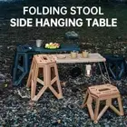 Outdoor Folding Table And Stool Set, Grid Barbecue Table Side Hanging Table