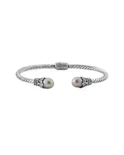Samuel B. Silver 7mm Pearl Cable Bangle Bracelet