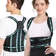 JOLAYSO Back Brace Posture Corrector for Men & Women: Adjustable Full Back Support - Shoulder Straightener - Upper & Lower Back Pain Relief