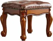 Small Foot Stool Square Leather Ottoman Foot Rest Cushion for Living Room Solid