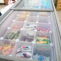 在飛比找松果購物優惠-冰櫃冰棒分格收納格整理架 冰箱冰淇淋雪糕擋板冷櫃隔斷內置物架