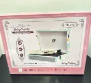 Vintage Pink Floral Suitcase Record Player 3 Speed Turntable with Bluetooth New