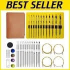 Lightweight Tunisian Crochet Hook Set - 12 Sizes with Swivel Cables & End Caps