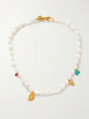 [Pacharee] Pacharee - Gold-plated Multi-stone Necklace - White - One size One size White