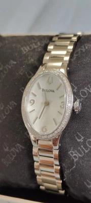 Bulova 96R191 Winslow Collection Diamonds Bezel Silver 21mm Women's Watch