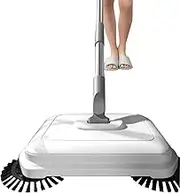 2 in 1 Carpet Sweeper and Floor Sweeper, Hand Push Sweeper, Quiet Manual Floor Sweeper with Adjustable Long Handle, Foldable Sweeping Mopping Machine for Home Kitchen