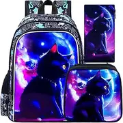 [gxtvo] 3PCS Unicorn Cat Backpack for Girls, Kids Bookbag with Lunch Box, Water Resistant Elementary School Bag