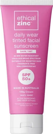 Ethical Zinc Tinted Facial Sunscreen Dark Tint SPF 50+ | 100g