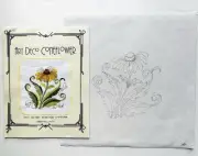 Art Deco Coneflower, Line Drawn Needlepoint, 18 mesh, Just Libby